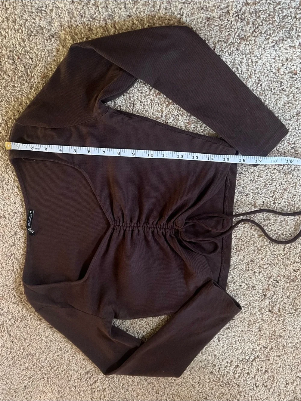 Zara Brown Ruched Drawstring Crop Top